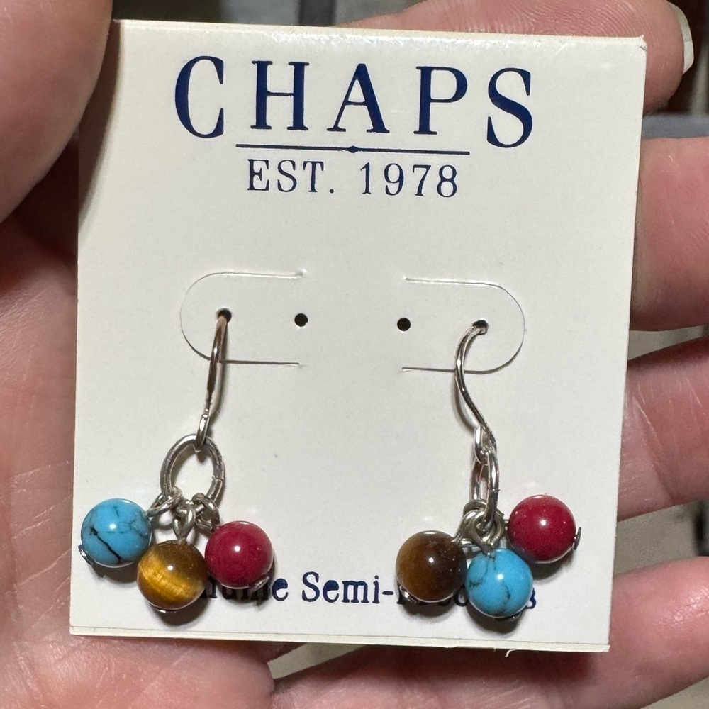 CHAPS Genuine Semi-Precious Bead Dangle Earrings